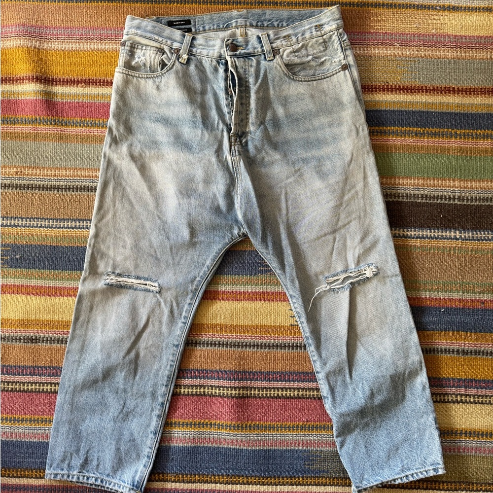 R 13 Tailored Drop crotch jeans in Logan Blue size 27